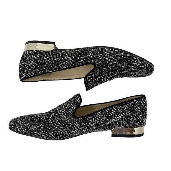 Nine West Loafer Lisette Flats Black White Gold Tweed Women's 6.5 Slip-On - Picture 5 of 9